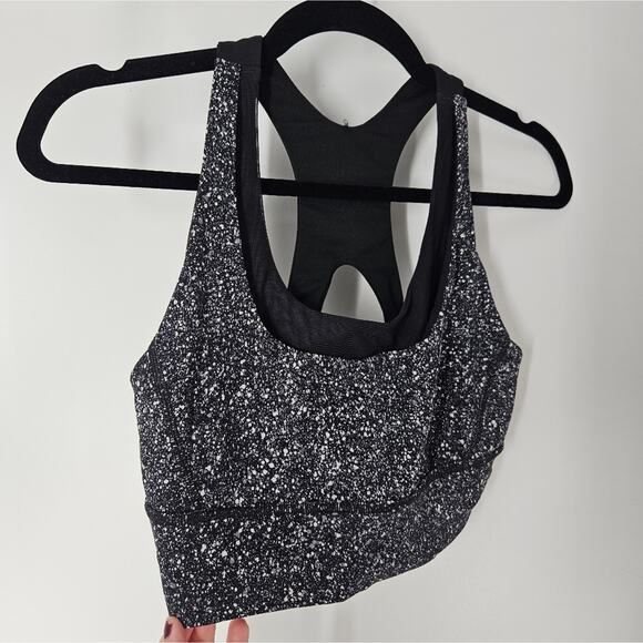 Lululemon Mini Splatter White Black Run Stuff Your Bra Long Line Bra 8 - Picture 4 of 11